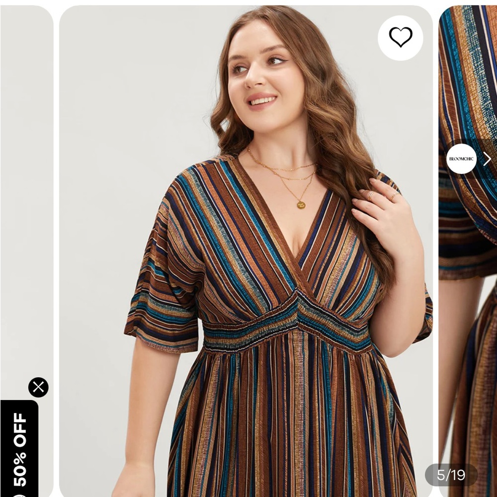 NWT SIZE 22/24 BLOOMCHIC Striped Contrast Dolman Sleeve Pocket Flutter Dress - Picture 5 of 8